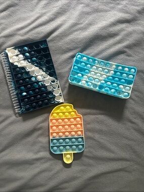 Set of 3 Colorful Silicone Pop-It Fidget Toys